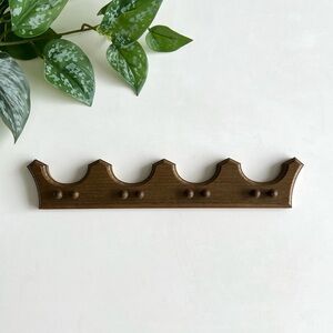 Vintage Wood Crown Necklace Jewelry Holder Display